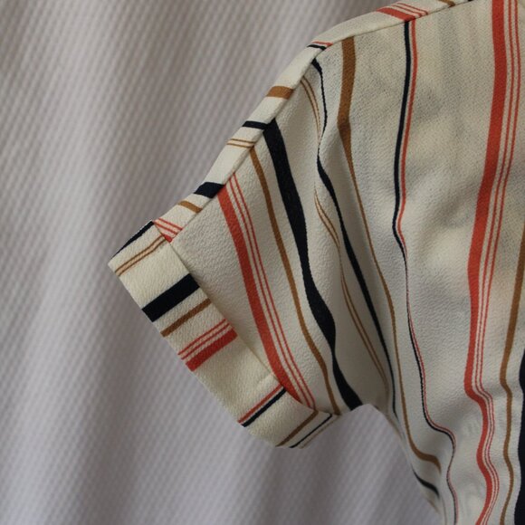 Monteau Blouse Striped Tie Back Classic Size Small Pre-Loved Good Condition - Picture 6 of 14